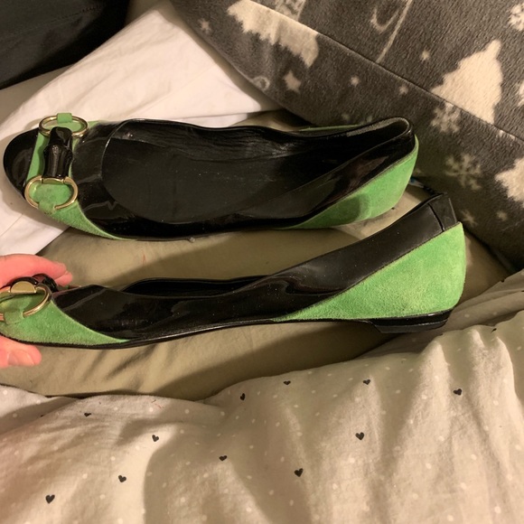 Gucci green and patten leather, bamboo flats - Picture 1 of 5